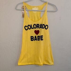 Barefoot campus outfitter yellow Colorado babe tank